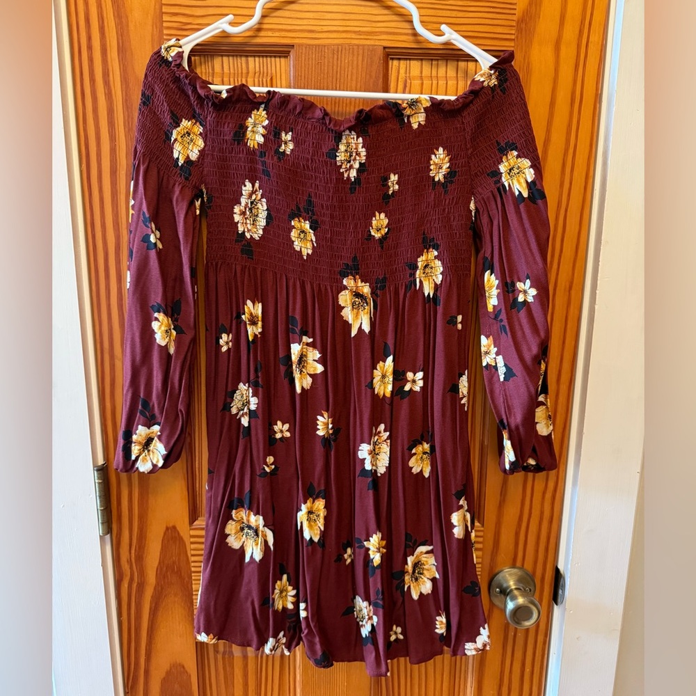Women’s Floral Dress, size medium, off the shoulder style